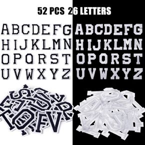 52 Pieces Iron On Letters Patches Sew On Alphabet Appliques with Ironed Adhesive Letter A-Z Embroidered Decorative Repair Patches for Shoes Hat Bag Clothing Supplies (Gold)