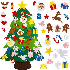 BYKITCHEN Felt Christmas Tree, 3.3 FT DIY Felt Christmas Tree Set for Kids, Wall Hanging Christmas Tree for Christmas Party Decor, Felt Xmas Tree Gift