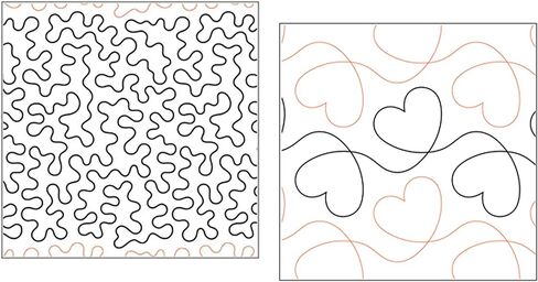 خياطة داخلية من Quilting Creations | مجموعة من 2 لفة من أنماط بانتوغراف الورقية لآلات الخياطة ذات الذراعين الطويل | تصميم أساسي ستيبل وقلوب in Kuwait