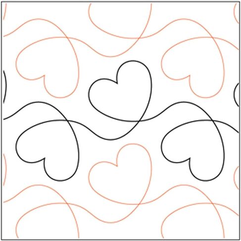 خياطة داخلية من Quilting Creations | مجموعة من 2 لفة من أنماط بانتوغراف الورقية لآلات الخياطة ذات الذراعين الطويل | تصميم أساسي ستيبل وقلوب in Kuwait