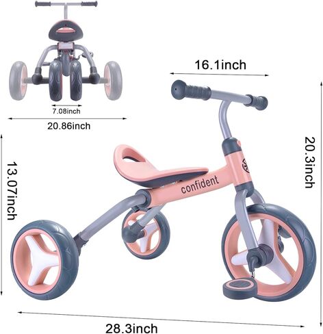 دراجة ثلاثية العجلات 3 في 1 من XIAPIA للأطفال من عمر 2 إلى 5 سنوات، دراجة أطفال قابلة للطي ودراجة ثلاثية العجلات للأطفال الصغار ودراجة توازن الطفل مع مقعد قابل للتعديل ودواسة قابلة للفصل. ألعاب الركوب للأولاد والبنات في أعياد الميلاد in Kuwait