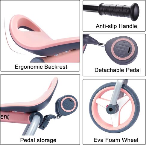 دراجة ثلاثية العجلات 3 في 1 من XIAPIA للأطفال من عمر 2 إلى 5 سنوات، دراجة أطفال قابلة للطي ودراجة ثلاثية العجلات للأطفال الصغار ودراجة توازن الطفل مع مقعد قابل للتعديل ودواسة قابلة للفصل. ألعاب الركوب للأولاد والبنات في أعياد الميلاد in Kuwait