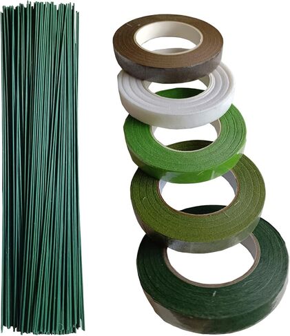 Arlai Pack of 50, Diameter 2mm Dark Green Paper Wrapped Floral stem Wire 16 Inch Floral Stem Wire - DIY Bouquet Stem Wrapping and Crafts in Kuwait