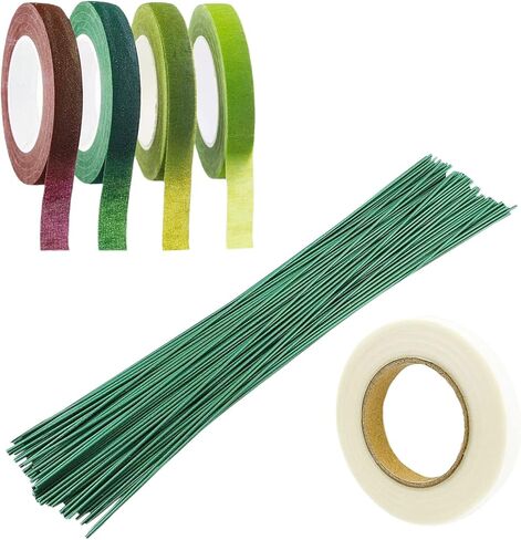 Arlai Pack of 50, Diameter 2mm Dark Green Paper Wrapped Floral stem Wire 16 Inch Floral Stem Wire - DIY Bouquet Stem Wrapping and Crafts in Kuwait