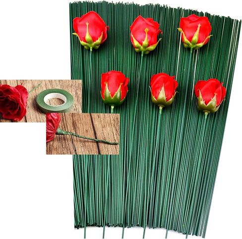 Arlai Pack of 50, Diameter 2mm Dark Green Paper Wrapped Floral stem Wire 16 Inch Floral Stem Wire - DIY Bouquet Stem Wrapping and Crafts in Kuwait
