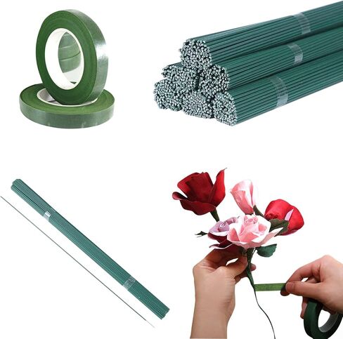 Arlai Pack of 50, Diameter 2mm Dark Green Paper Wrapped Floral stem Wire 16 Inch Floral Stem Wire - DIY Bouquet Stem Wrapping and Crafts in Kuwait