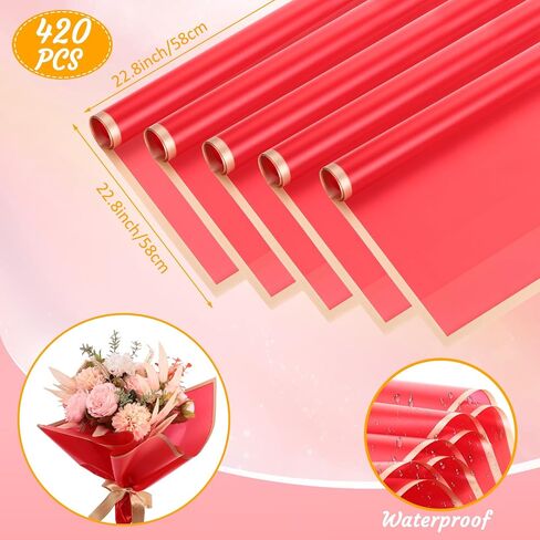 Yahenda 420 Sheets Flower Wrapping Paper with Gold Edge,Chic Color in Kuwait