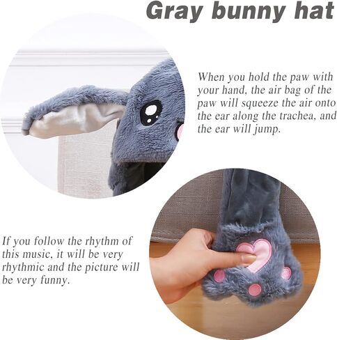 قبعة الأرنب Focupaja قبعة القفز قبعة أرنب مع آذان متحركة آذان متحركة للحيوانات in Kuwait