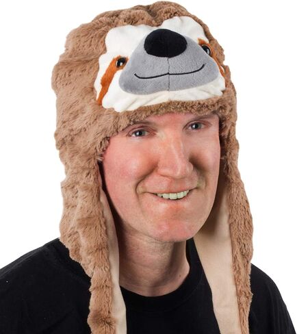 Tigerdoe Animal Hood Hat - Sloth Hat- Plush Animal Hats - Sloth Accessories - Sloth Gift Brown in Kuwait
