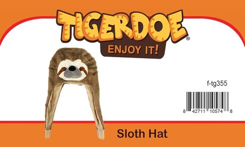 Tigerdoe Animal Hood Hat - Sloth Hat- Plush Animal Hats - Sloth Accessories - Sloth Gift Brown in Kuwait