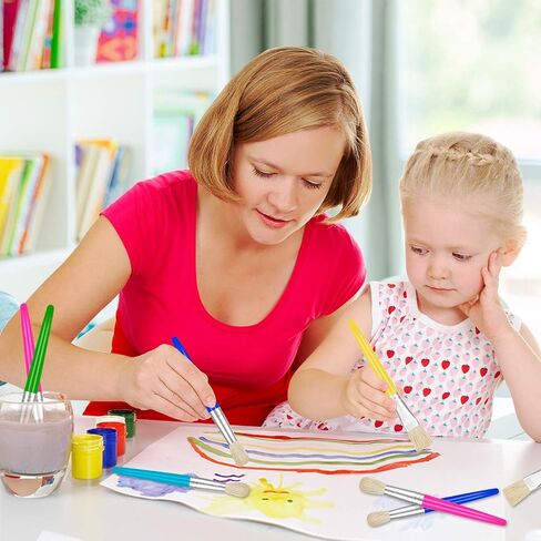 YGAOHF 48 Pack Paint Brushes for Kids - Kids Paint Brushes with Durable Bristle, Big Washable Chubby Toddler Paint Brushes, Easy to Clean Round Flat Brushes for Acrylic Oil Watercolor Washable Paint in Saudi Arabia