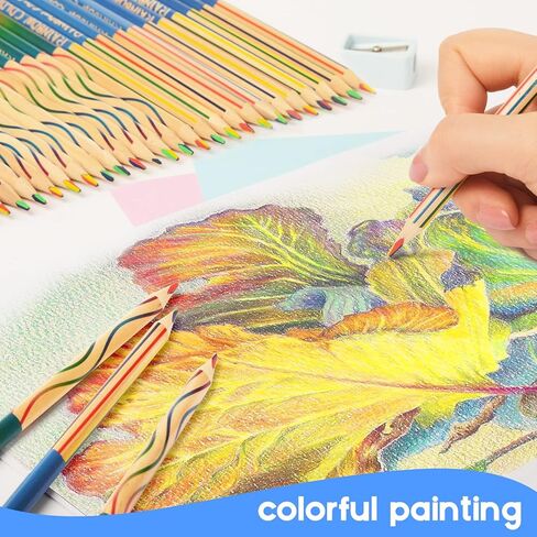 ThEast 10 Pieces Rainbow Pencils, 4 Color in 1 Rainbow Colored Pencils for Kids, Assorted Colors for Drawing, Coloring, Kids Party Favors, Pre-sharpened in Kuwait