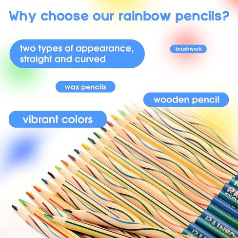 ThEast 10 Pieces Rainbow Pencils, 4 Color in 1 Rainbow Colored Pencils for Kids, Assorted Colors for Drawing, Coloring, Kids Party Favors, Pre-sharpened in Kuwait
