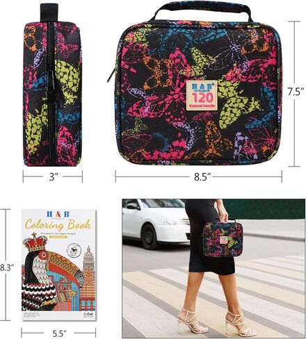 H & B 72 Colored Pencils Set for Adults with Coloring Book & Zipper Case in Kuwait