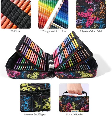 H & B 72 Colored Pencils Set for Adults with Coloring Book & Zipper Case in Kuwait