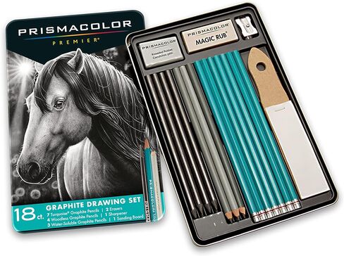 Prismacolor Premier Graphite Drawing Pencils With Erasers & Sharpeners, Adult Coloring, 18-Piece Set in Saudi Arabia