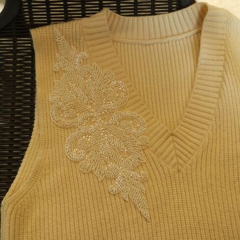 G-RUI DIY Luxury Beaded Embroidery lace Appliques for Wedding Dresses Rhinestone lace Applique Patches Embroidery lace parches ropa (11 * 31cm) (Raw White) in Kuwait