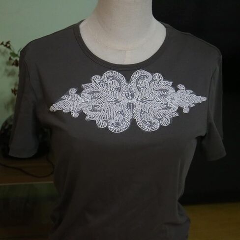 G-RUI DIY Luxury Beaded Embroidery lace Appliques for Wedding Dresses Rhinestone lace Applique Patches Embroidery lace parches ropa (11 * 31cm) (Raw White) in Kuwait