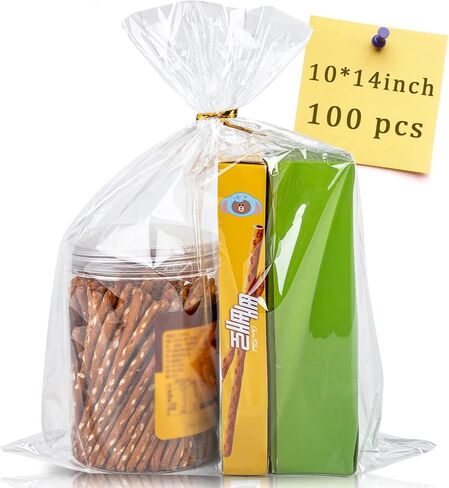 100pcs Cellophane Bags 10x14 Cellophane Wrap Goodie Bags Large Clear Gift Bags Party Favors Bags Clear Treat Bags with Ties Plastic Gift Bags Packaging Bags for Cookie Candy in Kuwait