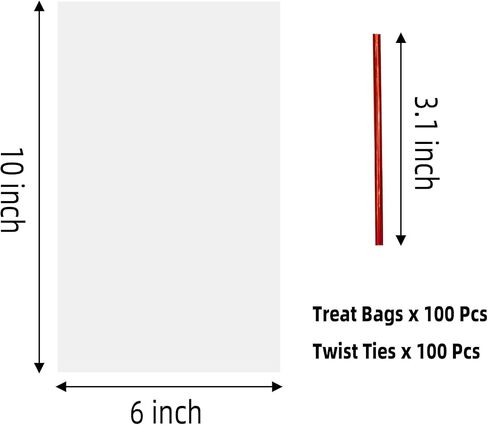Morepack Cellophane Bags 6x10 Inches Clear Cellophane Treat Bags With Twist Ties,200 Pieces in Kuwait
