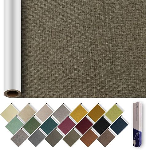 ILOFRI Linen Fabric Patches Self Adhesive 8x11 inch 2pcs, Fabric Couch Repair Tape Kits for Upholstery, Furniture, Car Seats, Office Chair, Sofa, Clothing, Jackets, Crafts - Beige Grey 1.0 in Kuwait