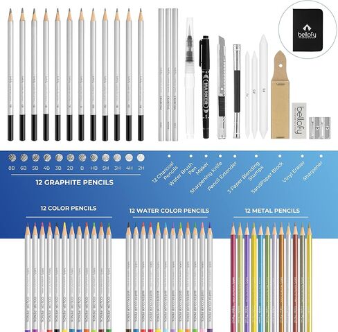 Bellofy 72 Pack Drawing Kit with 100 Sheets Drawing Pad | Art Supplies for Adults, Beginners & Kids | Art Set with All Necessary Drawing Supplies | Drawing kit for Kids 9-12 for Girls & Boys in Kuwait