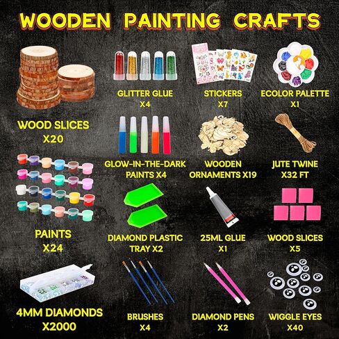 مجموعة طلاء الخشب للأطفال - تتوهج في الظلام - هدايا الفنون والحرف اليدوية للأولاد والبنات الذين تتراوح أعمارهم بين 4-8 و8-12 - مجموعات الأنشطة الحرفية - ألعاب فنية إبداعية لأعمار 4، 5، 6، 7، 8، 9، 10، 11 & أطفال بعمر 12 سنة in Kuwait