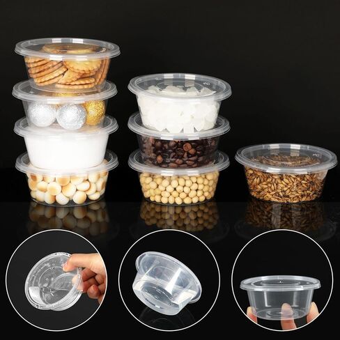 Augshy 40 Pack 4Oz Slime Containers with Lids, Jello Shot Cups Condiment Containers Plastic Portion Cups with Lids for Salad Dressing Food Storage Containers in Saudi Arabia