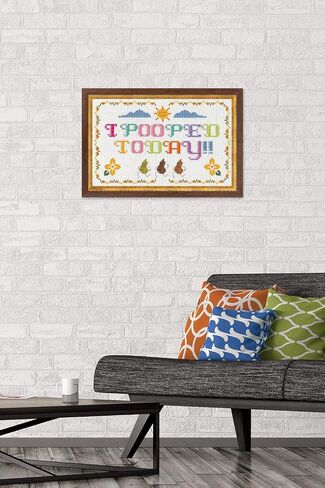 Trends International Needlepoint-I Pooped Today Wall Poster, 14.725" x 22.375", Barnwood Framed Version in Saudi Arabia