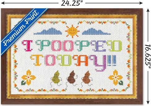 Trends International Needlepoint-I Pooped Today Wall Poster, 14.725" x 22.375", Barnwood Framed Version in Saudi Arabia