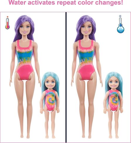 Barbie Color Reveal Toy Gift Set, Tie-Dye Fashion Maker with Barbie & Chelsea Dolls & Accesssories, 50 Surprises Including Pets in Saudi Arabia
