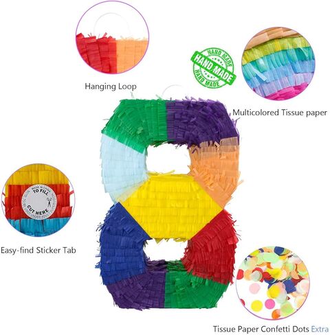 بيناتا صغيرة من كايمي لعيد الميلاد والاحتفال بالذكرى السنوية لتزيين حفلات سينكو دي مايو فييستا مع عصا، بيناتا ملونة متعددة الألوان (7) in Kuwait