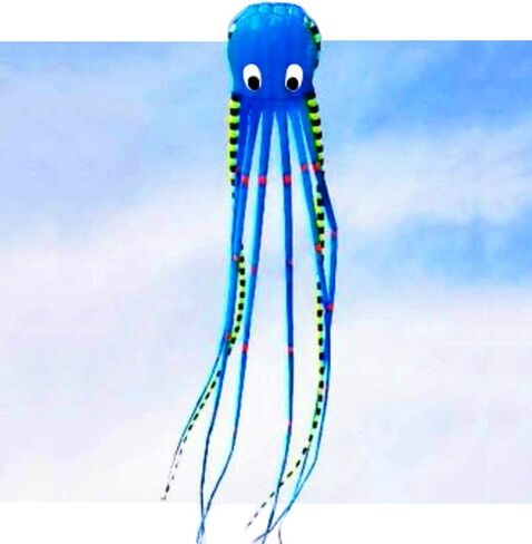 APZ Sky Visitor 3D 26ft Ultra Large & Fun Octopus Foil Kite with Handle & Line, Giant Kite Gifts Toys for Adults Kids Boys Girls, Beach Trip Family Games and Activities, Park Outdoor Fun (Blue) in Kuwait
