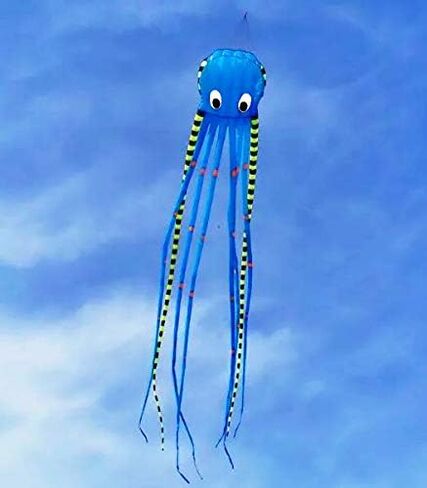 APZ Sky Visitor 3D 26ft Ultra Large & Fun Octopus Foil Kite with Handle & Line, Giant Kite Gifts Toys for Adults Kids Boys Girls, Beach Trip Family Games and Activities, Park Outdoor Fun (Blue) in Kuwait