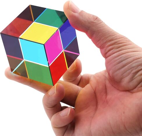ZhuoChiMall CMY Mixing Color Cube 1.6 inch (40 mm) CMYcube Crystal Glass Prism, RGB Dispersion Prism, Multi-Color Desktop Toys Education Gift for Kids in Saudi Arabia