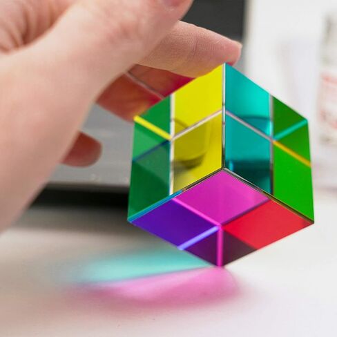 ZhuoChiMall CMY Mixing Color Cube 1.6 inch (40 mm) CMYcube Crystal Glass Prism, RGB Dispersion Prism, Multi-Color Desktop Toys Education Gift for Kids in Saudi Arabia