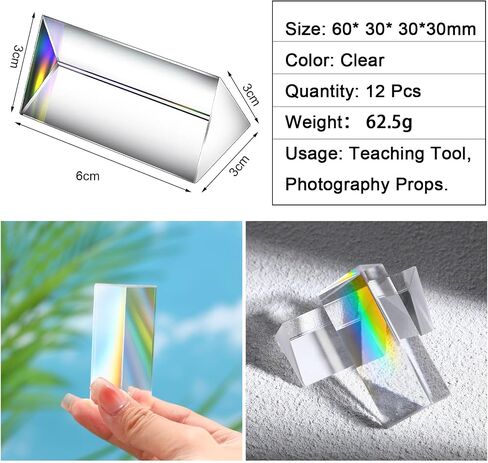 Kanayu 12 Pcs Clear Triangular Prism Optical Glass,2.5 Inch in Saudi Arabia
