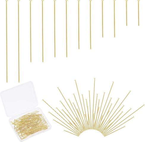 PH PandaHall 420 قطعة 8 أحجام دبابيس الرأس، 304 دبابيس رأس مسطحة من الفولاذ المقاوم للصدأ 15 18 20 22 30 35 40 50 مم دبابيس صناعة المجوهرات 23 دبوس خرز من أجل صناعة المجوهرات، ذهبي/فضي in Kuwait