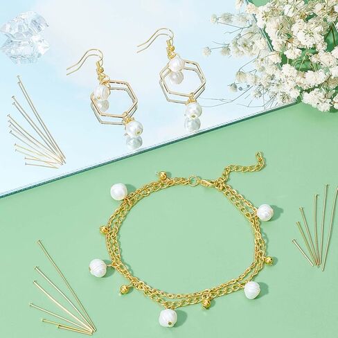 PH PandaHall 420 قطعة 8 أحجام دبابيس الرأس، 304 دبابيس رأس مسطحة من الفولاذ المقاوم للصدأ 15 18 20 22 30 35 40 50 مم دبابيس صناعة المجوهرات 23 دبوس خرز من أجل صناعة المجوهرات، ذهبي/فضي in Kuwait