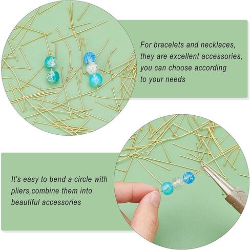 PH PandaHall 420 قطعة 8 أحجام دبابيس الرأس، 304 دبابيس رأس مسطحة من الفولاذ المقاوم للصدأ 15 18 20 22 30 35 40 50 مم دبابيس صناعة المجوهرات 23 دبوس خرز من أجل صناعة المجوهرات، ذهبي/فضي in Kuwait