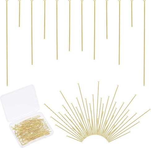 PH PandaHall 420 قطعة 8 أحجام دبابيس الرأس، 304 دبابيس رأس مسطحة من الفولاذ المقاوم للصدأ 15 18 20 22 30 35 40 50 مم دبابيس صناعة المجوهرات 23 دبوس خرز من أجل صناعة المجوهرات، ذهبي/فضي in Kuwait