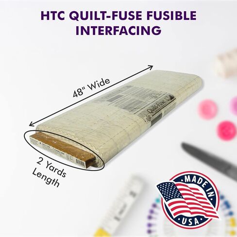 Superpunch Quilt-Fuse HTC3240-1 واجهة/بطانة، واجهة بيضاء قابلة للانصهار خفيفة الوزن - شبكة تخطيط غير منسوجة واسعة 48 بوصة 2 بوصة، حديد على واجهة البوليستر/الحرير الصناعي لمستلزمات الحرف اليدوية - صنع في الولايات المتحدة الأمريكية in Kuwait