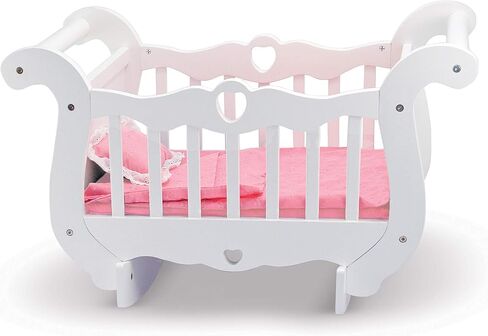 Melissa & Doug White Wooden Doll Crib With Bedding (30 x 18 x 16 inches) in Saudi Arabia