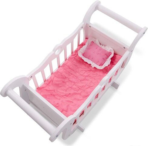 Melissa & Doug White Wooden Doll Crib With Bedding (30 x 18 x 16 inches) in Saudi Arabia
