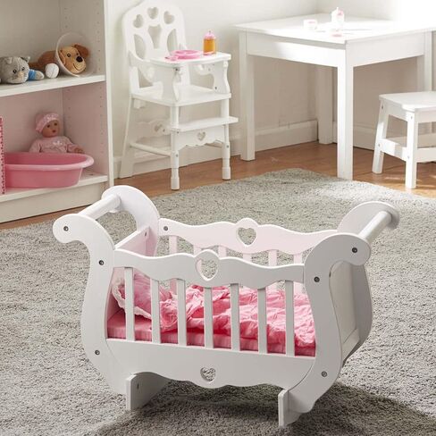 Melissa & Doug White Wooden Doll Crib With Bedding (30 x 18 x 16 inches) in Saudi Arabia