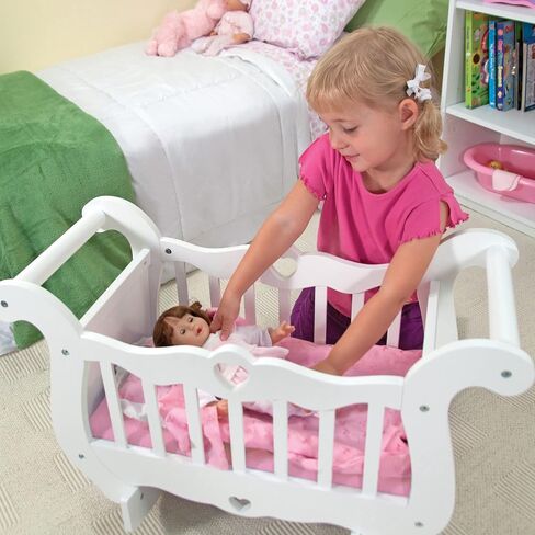 Melissa & Doug White Wooden Doll Crib With Bedding (30 x 18 x 16 inches) in Saudi Arabia