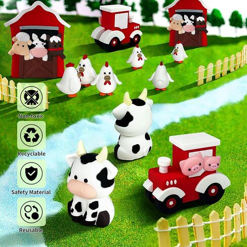 6 PCS Farm Cake Toppers, Cartoon Animal Cake Topper Decorations for Birthday Party Baby Shower Decor (Red) in Kuwait