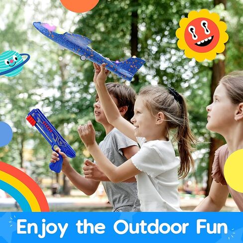 لعبة قاذفة الطائرات من بيلوتشيدو مكونة من 3 قطع، طائرة منجنيق شراعية LED مع وضعين للطيران، ألعاب خارجية هدايا عيد ميلاد لعمر 4 5 6 7 8 9 10 11 12 عامًا in Kuwait