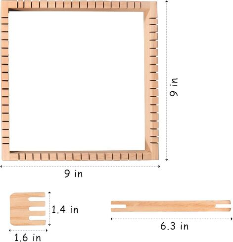 كولا مجموعة نول حياكة خشبية متعددة الحرف للمبتدئين بما في ذلك مجموعة الحرف اليدوية، اطار نول خشبي، خيط ملون وتعليمات الفنون والحرف اليدوية (23 × 23 سم) in Kuwait