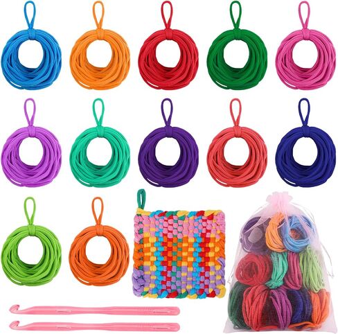 Aodaer 192 Pieces Loom Potholder Loops Weaving Loom Loops Weaving Craft Loops Refill Elastic Potholder Loops with Multiple Colors for DIY Crafts Supplies, Compatible with 7 Inch Weaving Loom in Kuwait